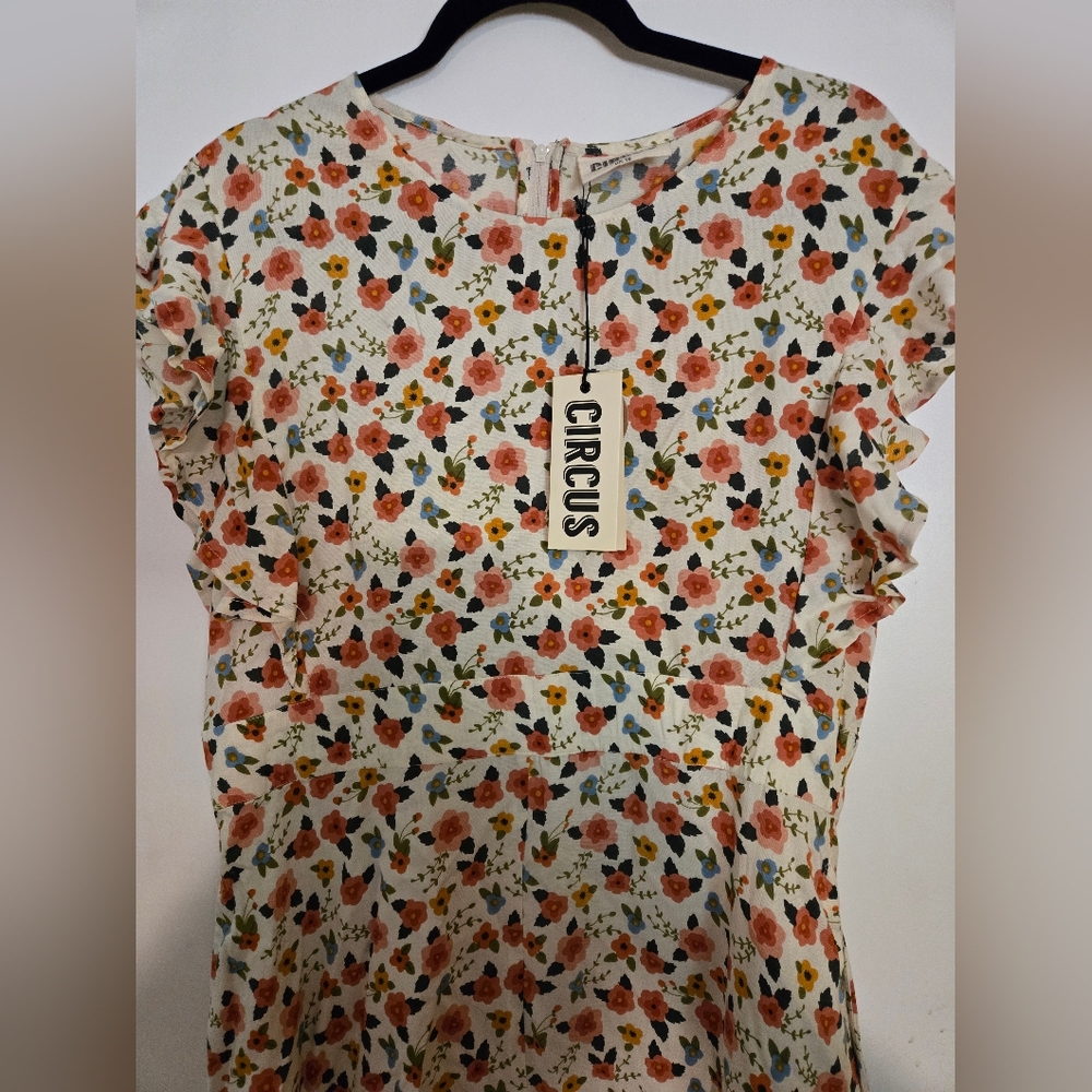 Vintage butterfly cap sleeve midi dress - new with tags - UK size 16